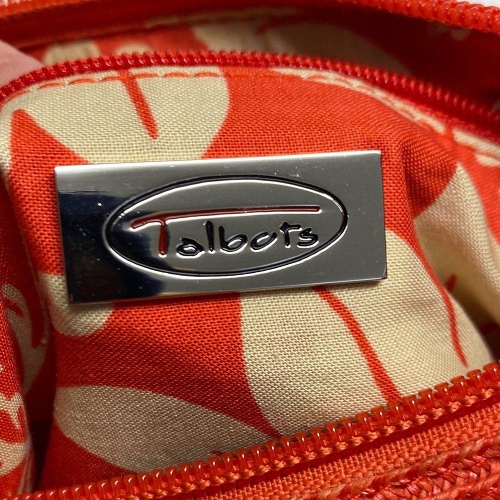 Talbots Shoulder Bag Purse Bamboo Woven Floral Lining Boho Summer Orange 12”x8” - Picture 2 of 8